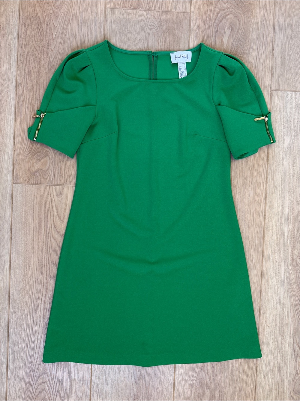 Green Puff Sleeve Dress Joseph Ribkoff Mod Revival Mini Sheath Cocktail 6